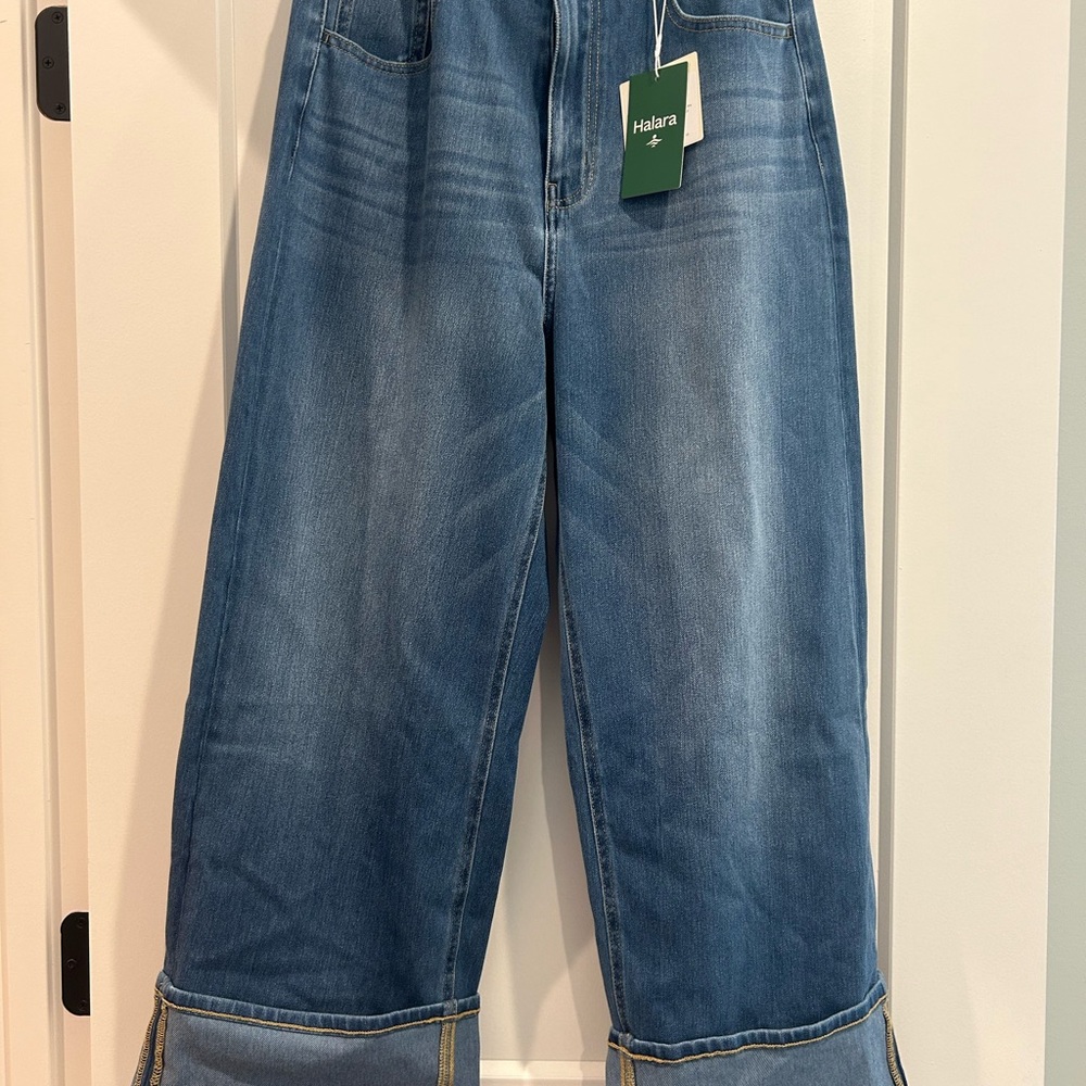HALARA Women's Flex Denim Wide Leg Denim Jeans